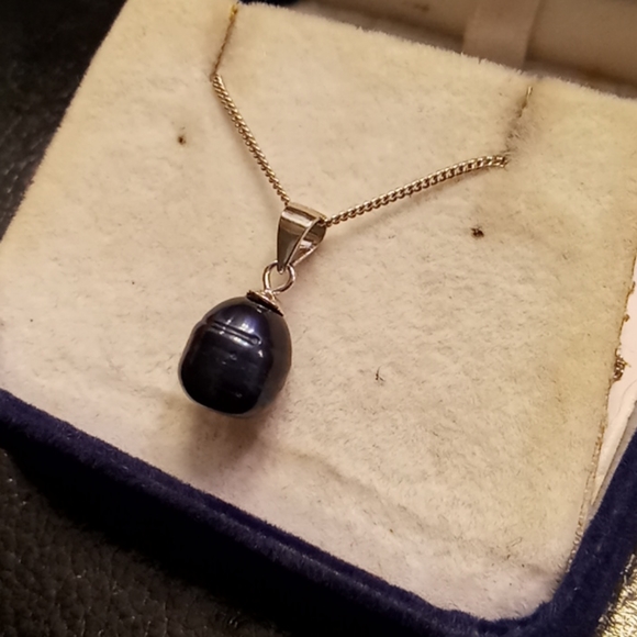 VTG Genuine Freshwater Pearl 925 Silver Pendant - Picture 2 of 5